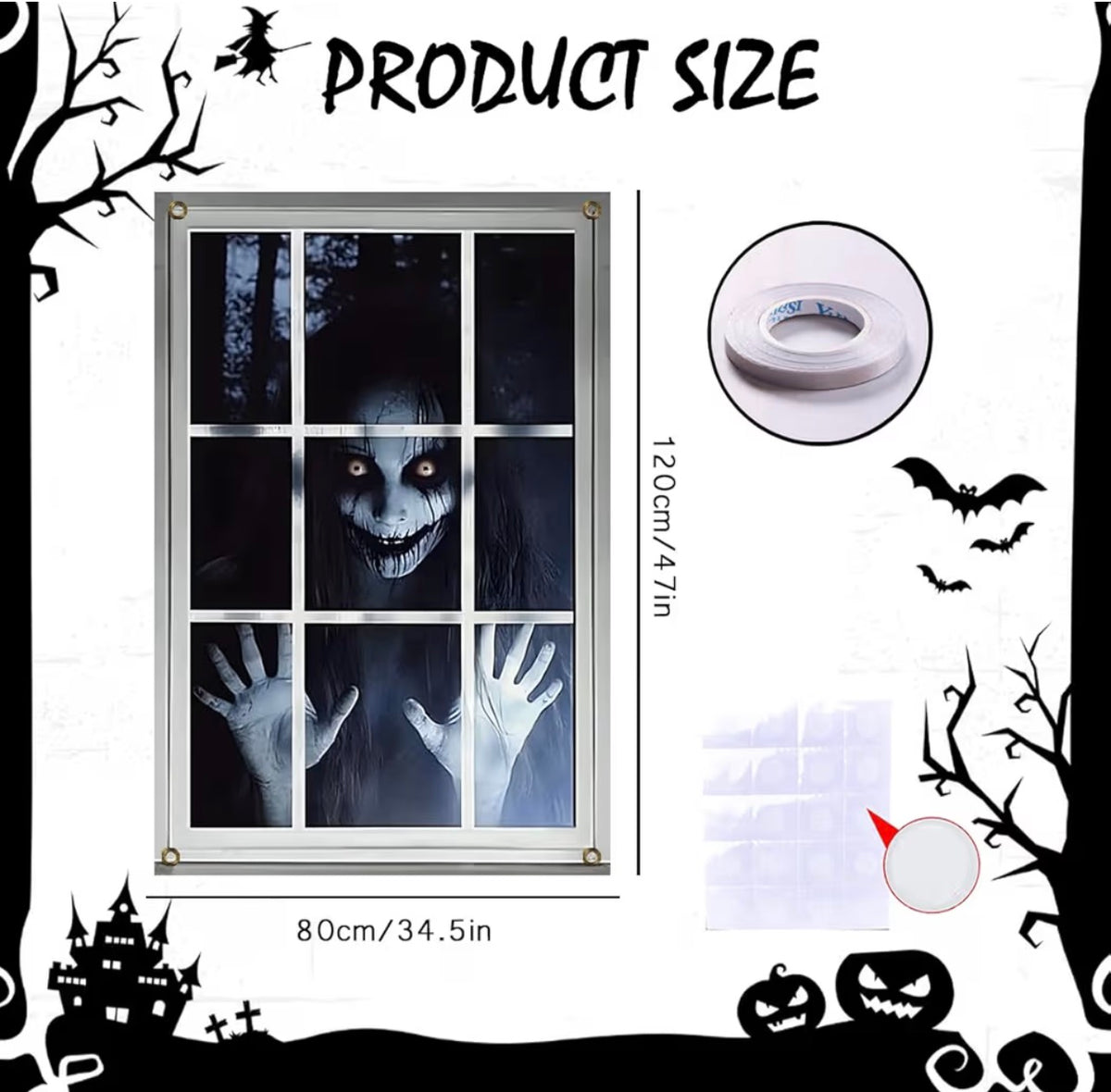 Scary Halloween Window Decorations & Horror Curtains | Minja Superstore