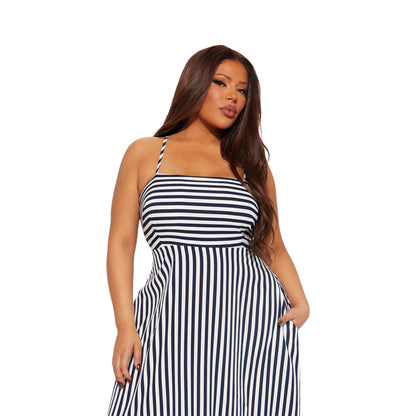 Anne Striped Maxi Dress Navy