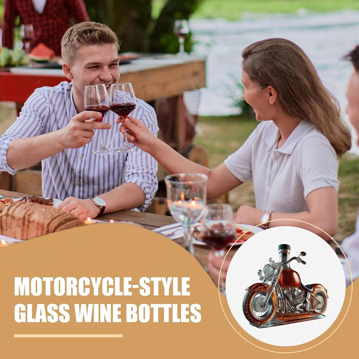 Glass Wine Decanter | Motorcycle Liquor Decanter Wine Bottle,Funny Drink Bottle Liquor Dispenser for Men Dad Motorcycle Lovers Home Kitchen Commercial Whisky Vodka Holiday