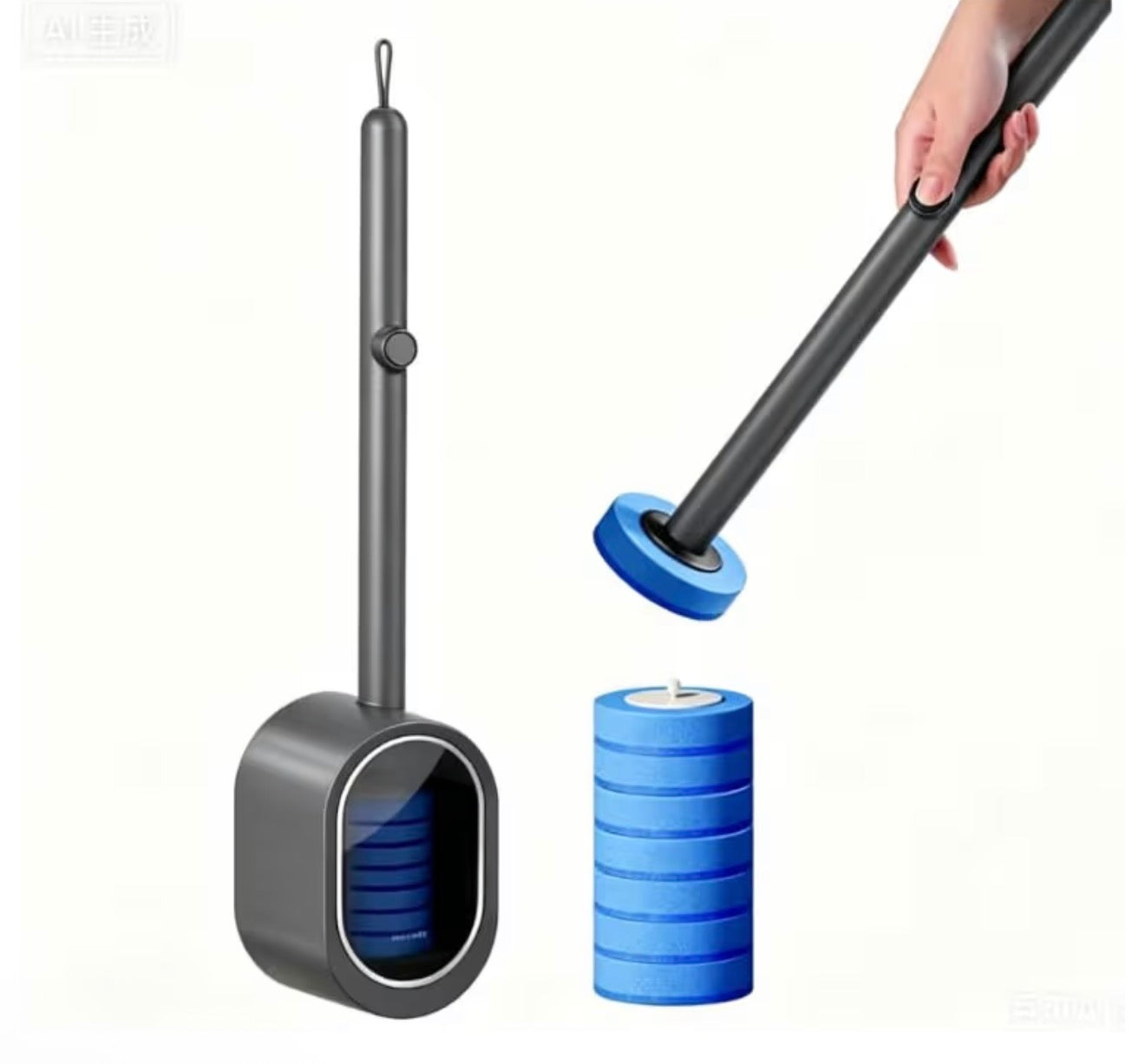 Disposable Toilet Brush with 8 Refills and Wall Holder