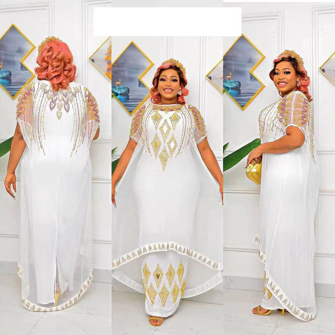 Customized Fashion Women'S Clothing from Turkey Pleat African Dresses for Woman Nigeria Wedding Gradient Ramp African Women Dres