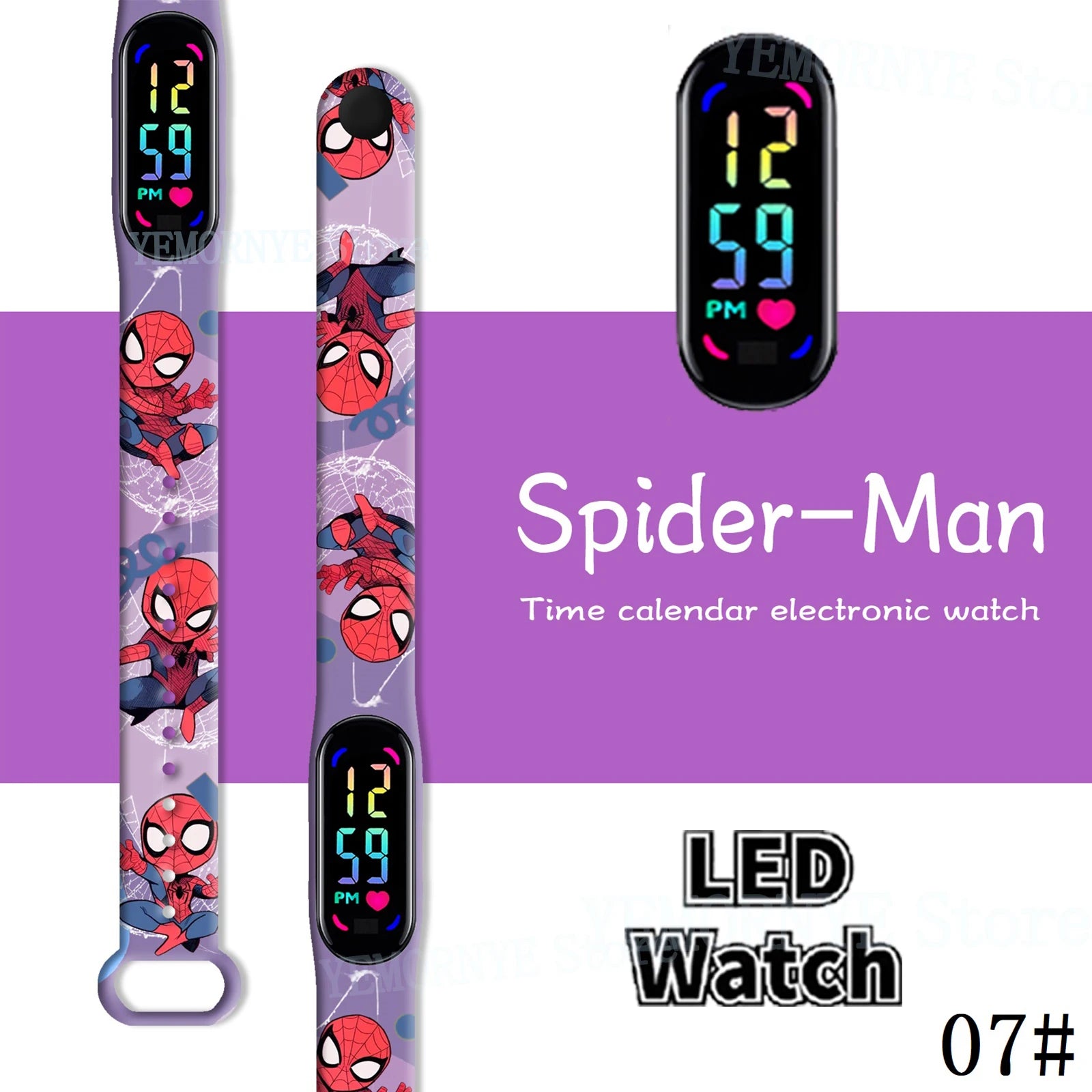 Disney Spider Man Children'S Cartoon Anime Character Luminous Bracelet Watch LED Touch Waterproof Clock Sports Gifts Christmas H