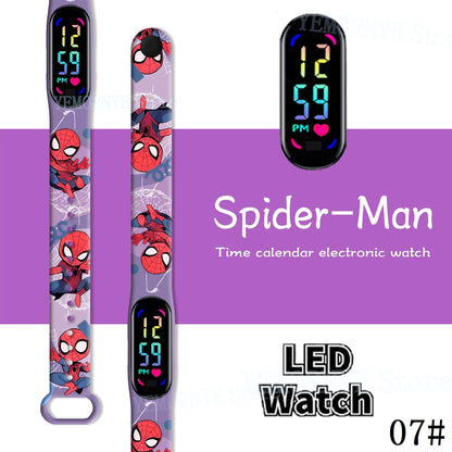 Disney Spider Man Children'S Cartoon Anime Character Luminous Bracelet Watch LED Touch Waterproof Clock Sports Gifts Christmas H