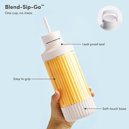 Mighty Blender 650, Personal Smoothie Maker, Kitchen Jug Blender Food Processor, Soup, with Drinking Lid, Portable Plastic Glass & Straws (Cloud White)