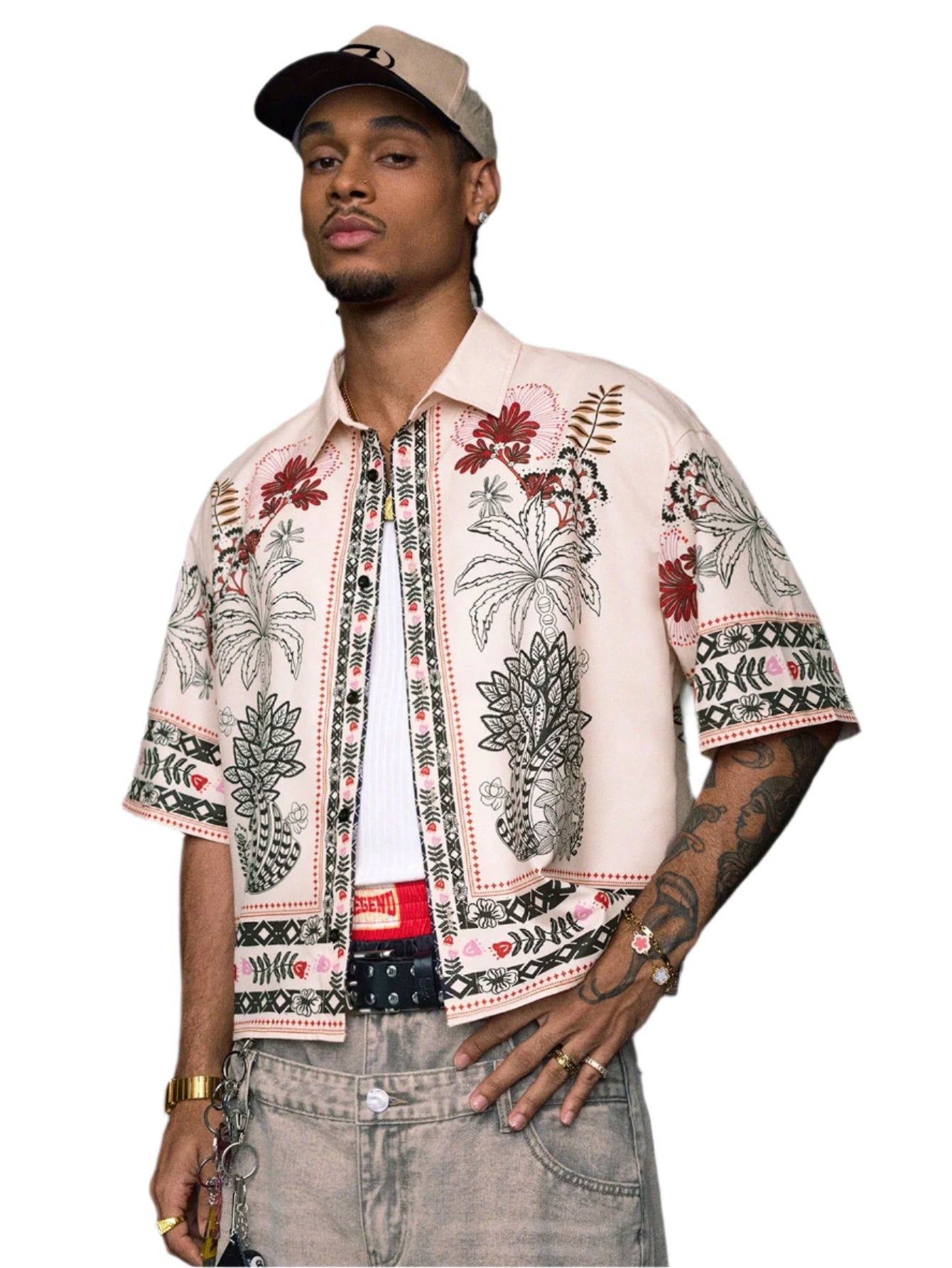 AXEPEAK Casual Resort Style Short Sleeve Streetwear Shirt for Men
