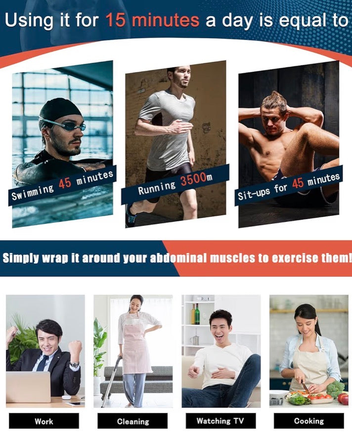 EMS 3D All-in-One ABS Trainer Muscle Stimulator 8 Modes 30 Levels
