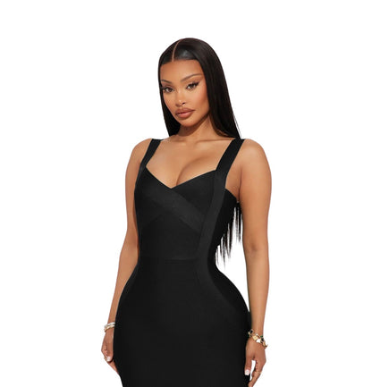 Elise Bandage Midi Dress Black