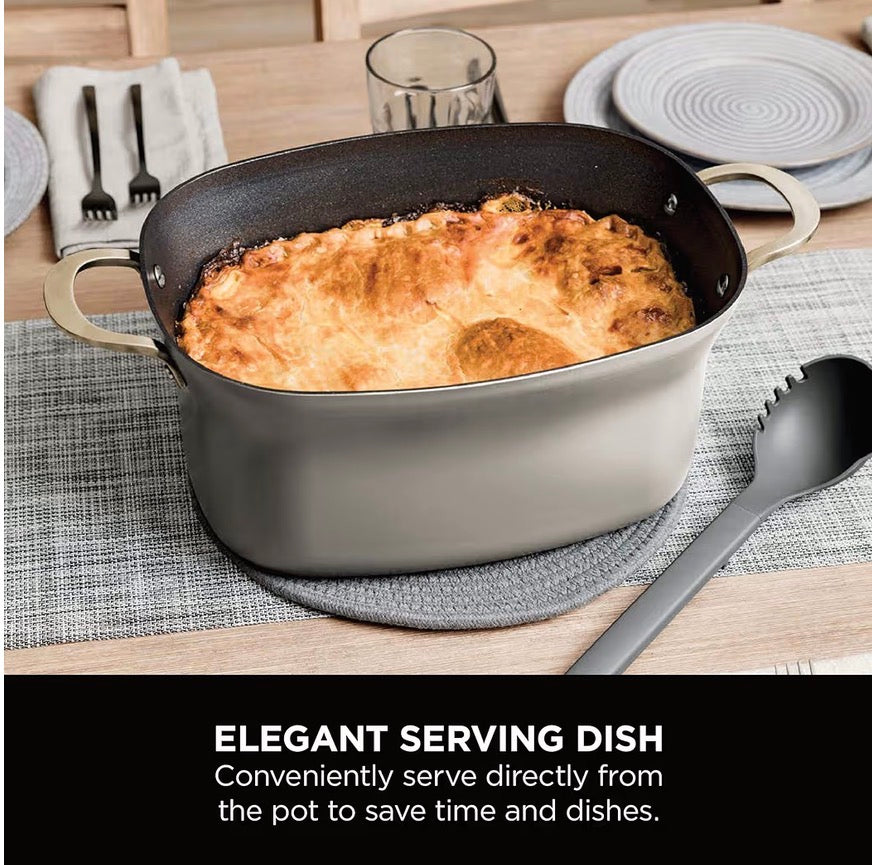 Foodi PossibleCooker, 8-in-1 Slow Cooker with Removable Non-Stick Pot, Steaming Rack, Integrated Spoon & Glass Lid, Slow Cook, Sear, Braise, Steam & more, 8L, Stone Gold, MC1001UKSTGD