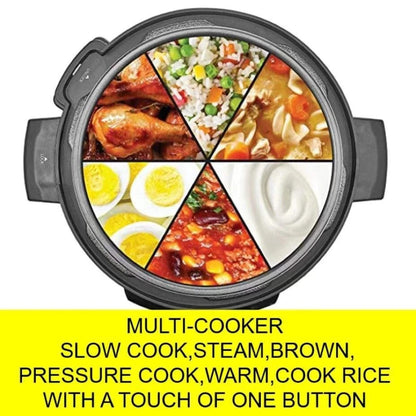 16-In-1 Multi Cooker 6L Pressure Non-Stick Rice Slow Cook Keepwarm Digital 1000W