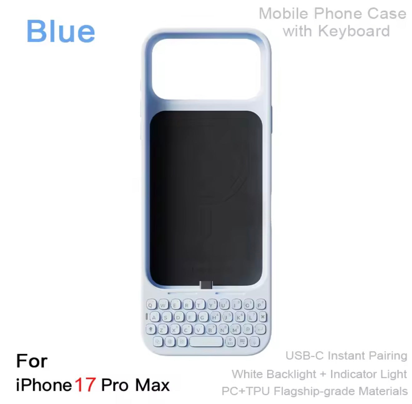 MetaKey Mobile Phone Case With Keyboard PU TPU with Magnetic Support 37 Keys Mini Phone Keyboard For iPhone 16Pro Max 17 Pro Max