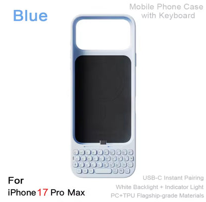 MetaKey Mobile Phone Case With Keyboard PU TPU with Magnetic Support 37 Keys Mini Phone Keyboard For iPhone 16Pro Max 17 Pro Max