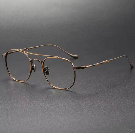 New Modern Trendy Mens Double Bridge Glasses Titanium Spectacle Frames for Women Designer Eyeglasses