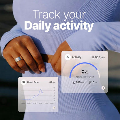 Haale Smart Ring Stainless Steel Fitness Tracker Android iOS