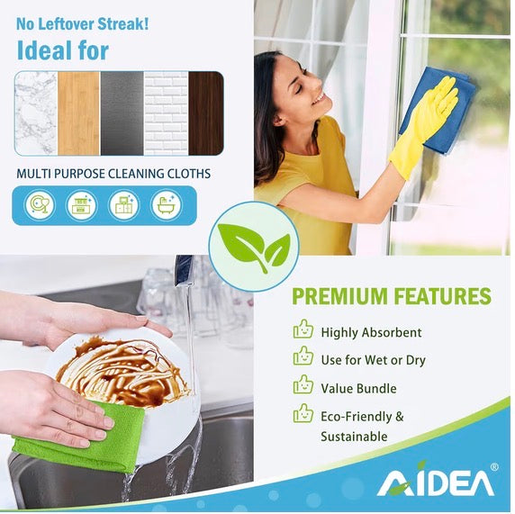 AIDEA Microfibre Cleaning Cloths 8 Pack