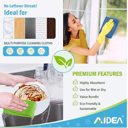 AIDEA Microfibre Cleaning Cloths 8 Pack