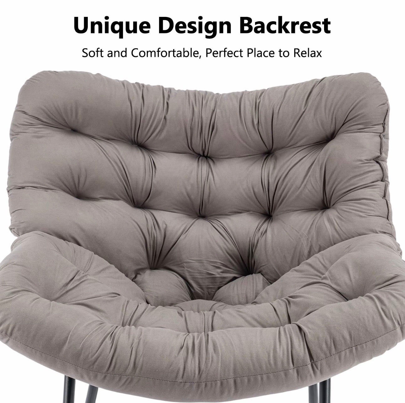 CROWNSHOP Oversized Rattan Egg Rocking Chair