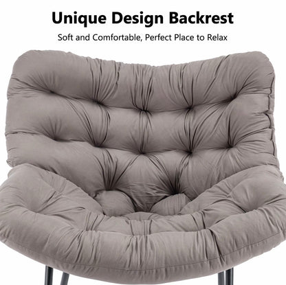 CROWNSHOP Oversized Rattan Egg Rocking Chair