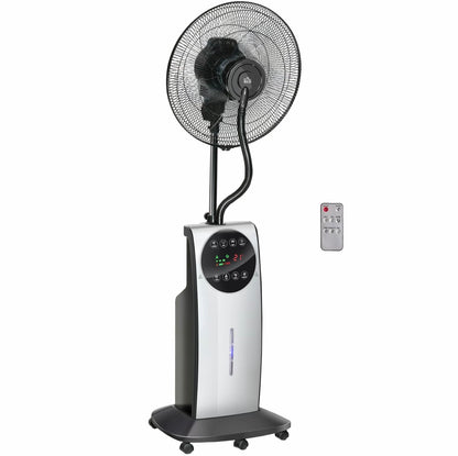 HOMCOM Pedestal Fan with Water Mist Spray 3.1L Tank
