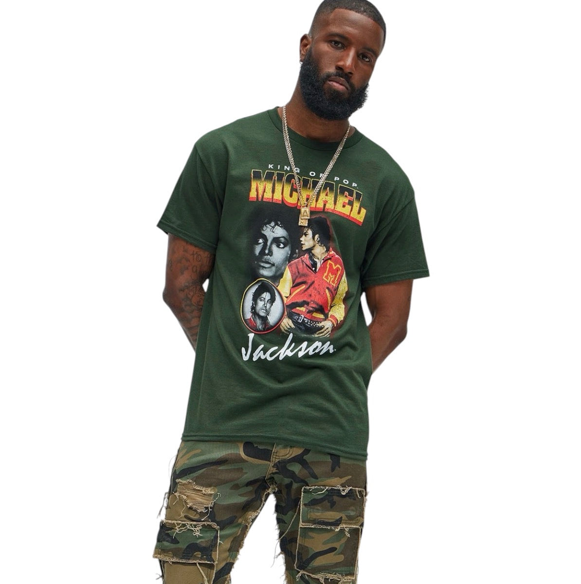 Michael Jackson The King Of Pop Short Sleeve Tee Green