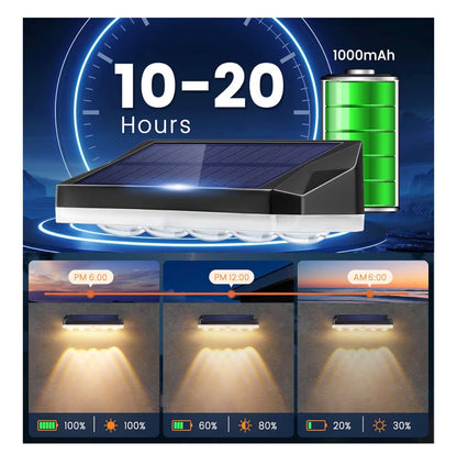 Solar Fence Lights Outdoor 6 Pack RGB Warm White Cool White IP65 Waterproof