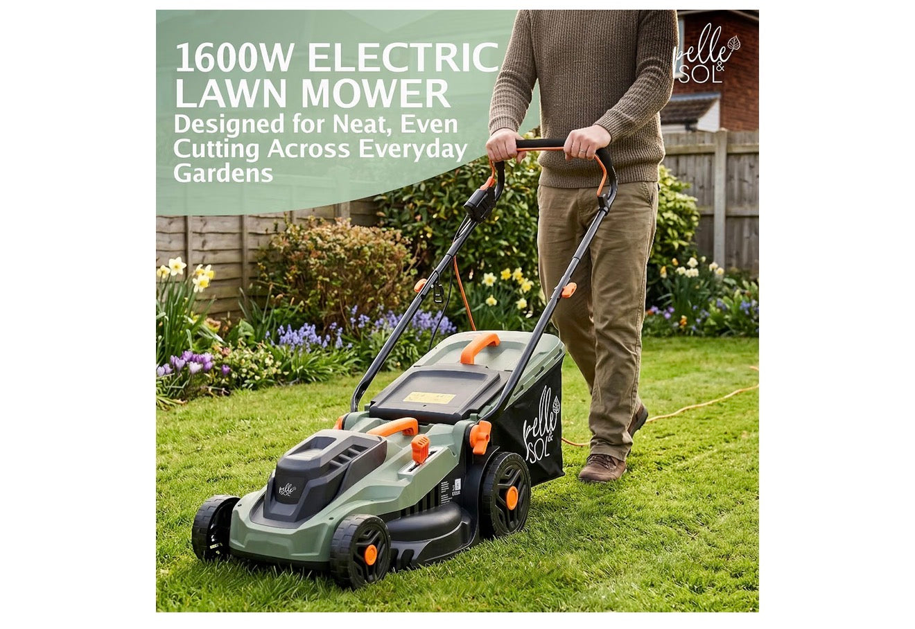 Pelle & Sol Electric Lawn Mower 1800W 43cm Cutting Width 52L Collector