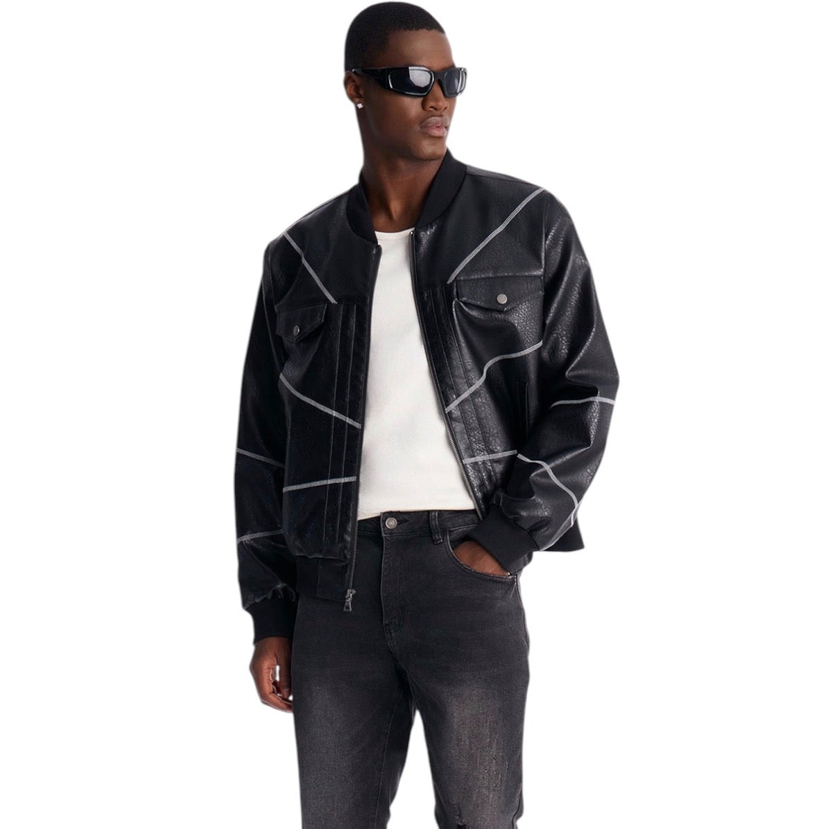 Stacked Skinny Flare Slit Dare Me Distressed Jeans Black Wash