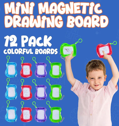 12 Pack Mini Magnetic Drawing Boards for Kids with Keychain Clips