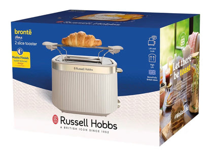 Russell Hobbs 2 Slice Toaster [980W, Frozen/Cancel/Reheat function with Indicator light] Brontë Stone (Extra wide slots, 6 Browning levels, Lift & Look function, Lift high feature) 26761