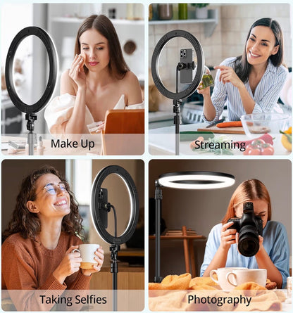 ATUMTEK 12-inch Ring Light Tripod 63-inch LED Selfie Light Remote