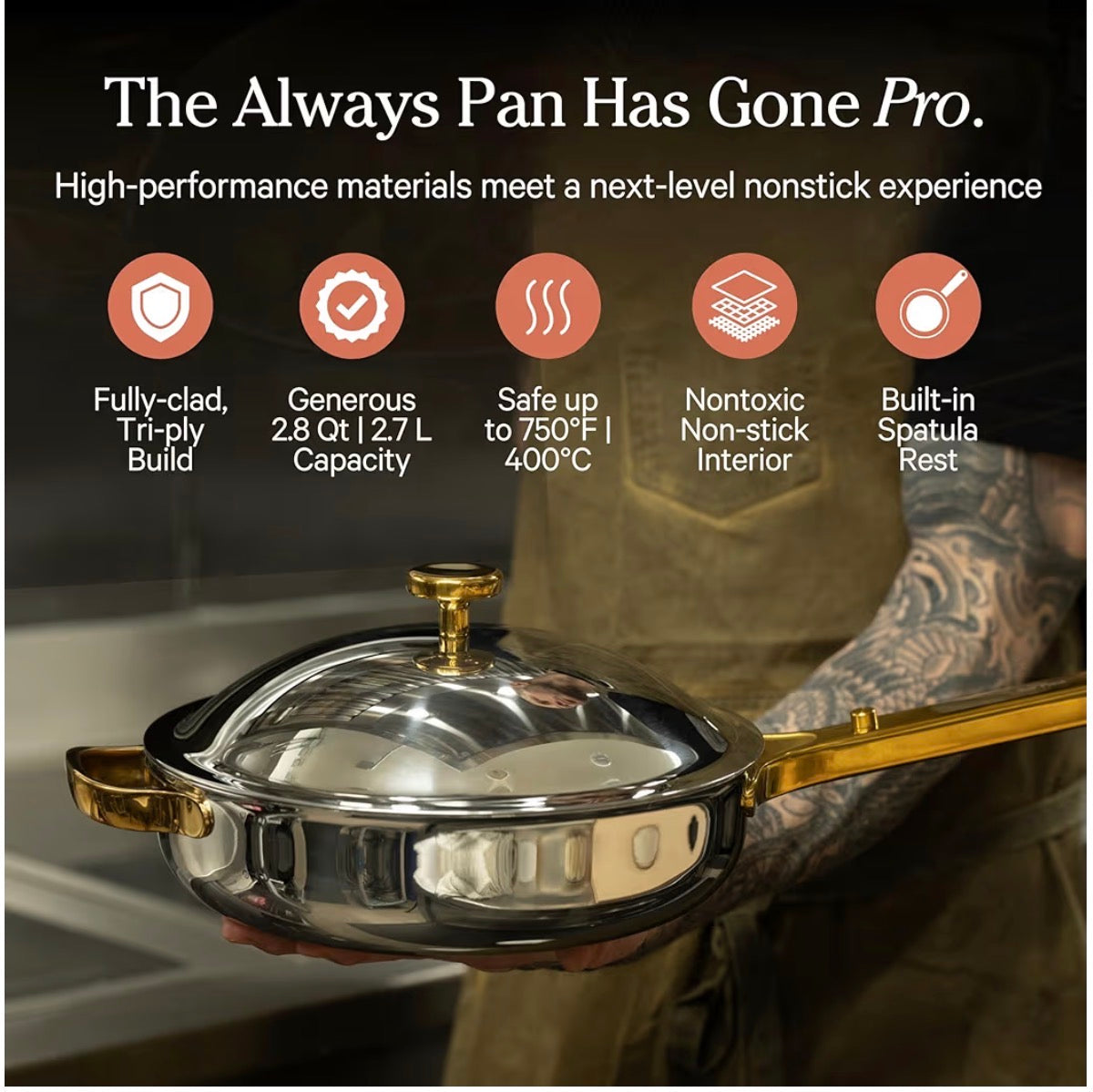 Our Place Titanium Pro Cookware Duo – Always Pan & Perfect Pot with Nonstick No-Coating Technology | Tri-Ply Titanium & Stainless Steel | Safe for Oven, Induction & All Cooktops up to 535°C