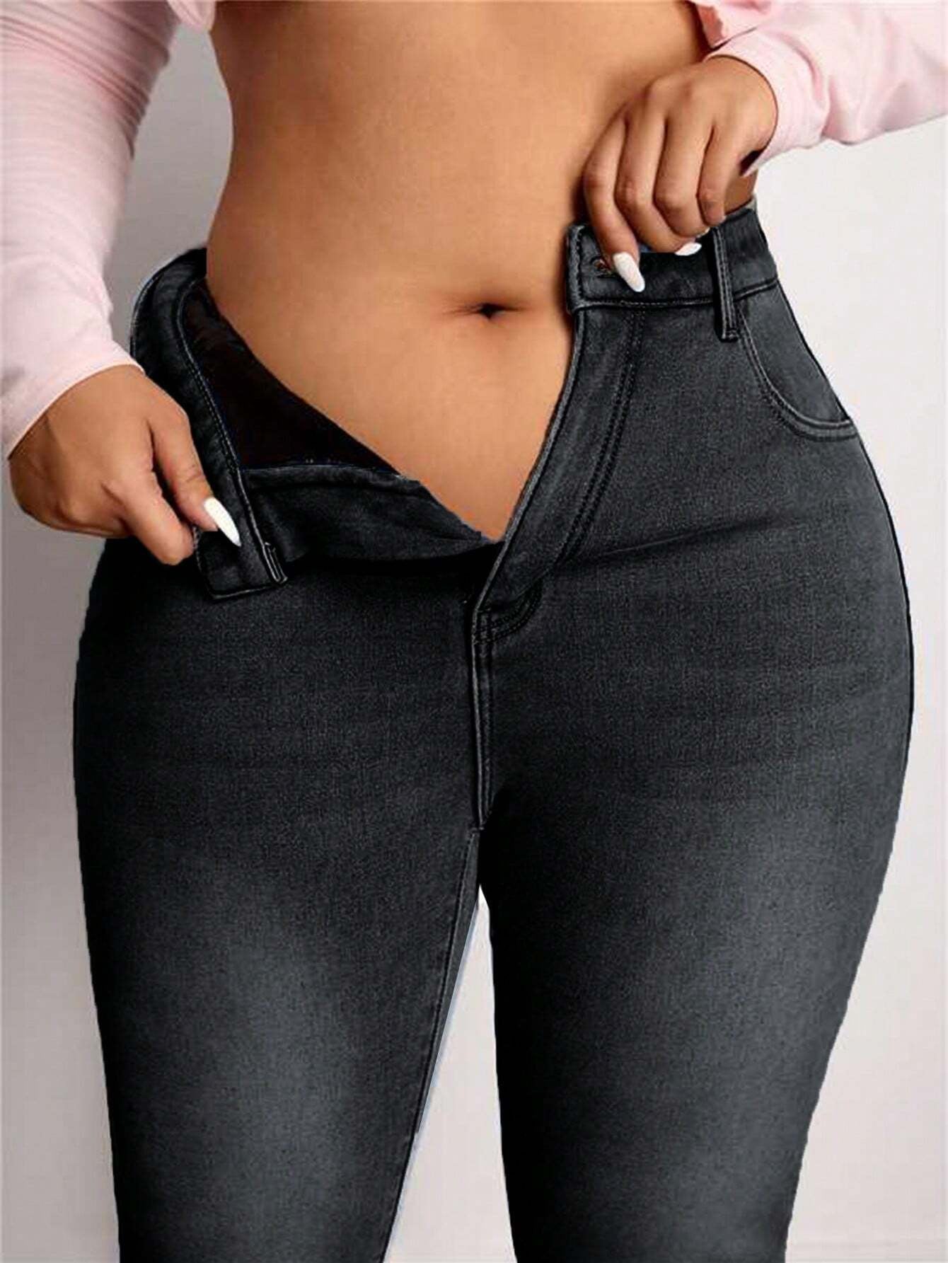 ICON Plus Size Women's Distressed Flared Jeans
