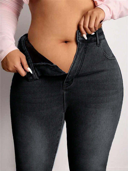 ICON Plus Size Women's Distressed Flared Jeans