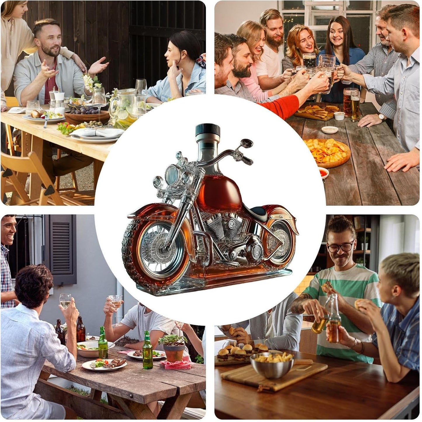 Glass Wine Decanter | Motorcycle Liquor Decanter Wine Bottle,Funny Drink Bottle Liquor Dispenser for Men Dad Motorcycle Lovers Home Kitchen Commercial Whisky Vodka Holiday