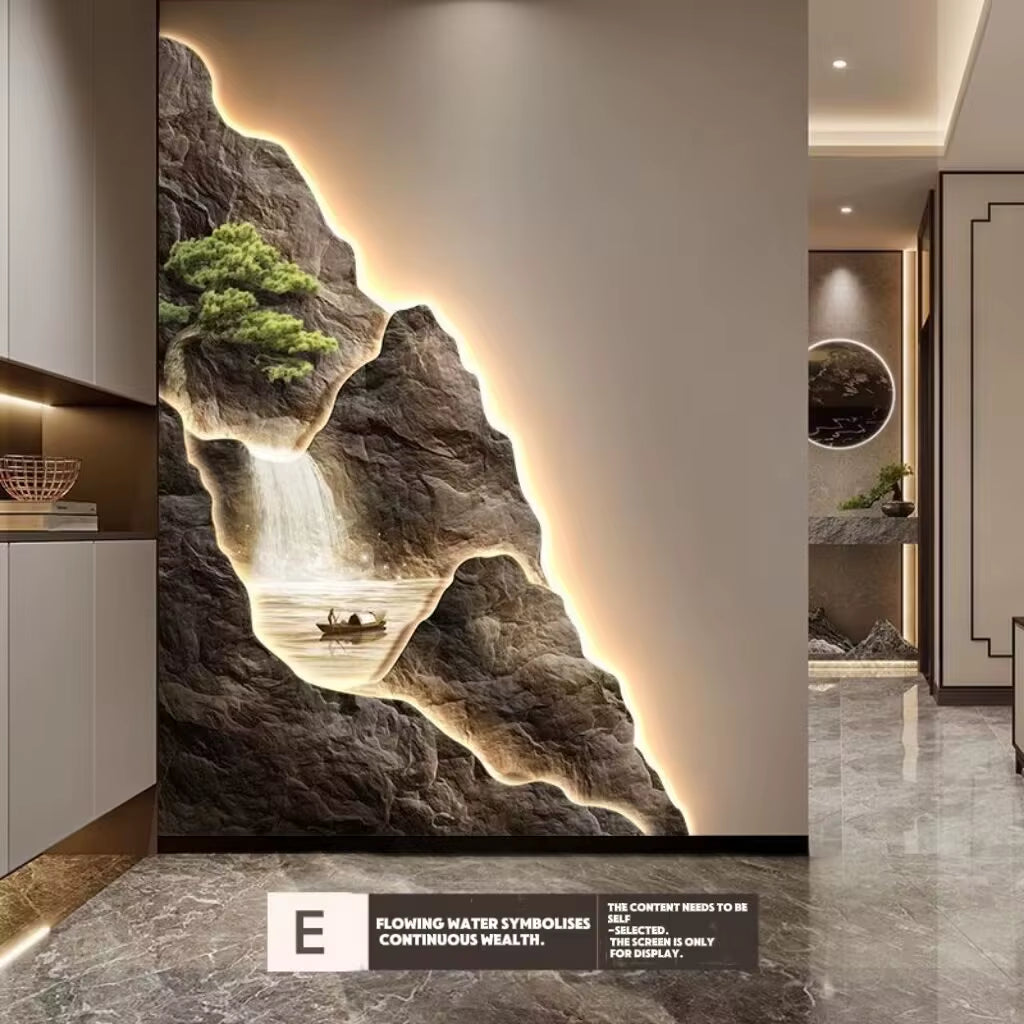 2024 New Flow Generating Wealth, Entrance Decoration Painting, High End Corridor Mural, Landscape Hanging Painting