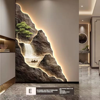 2024 New Flow Generating Wealth, Entrance Decoration Painting, High End Corridor Mural, Landscape Hanging Painting