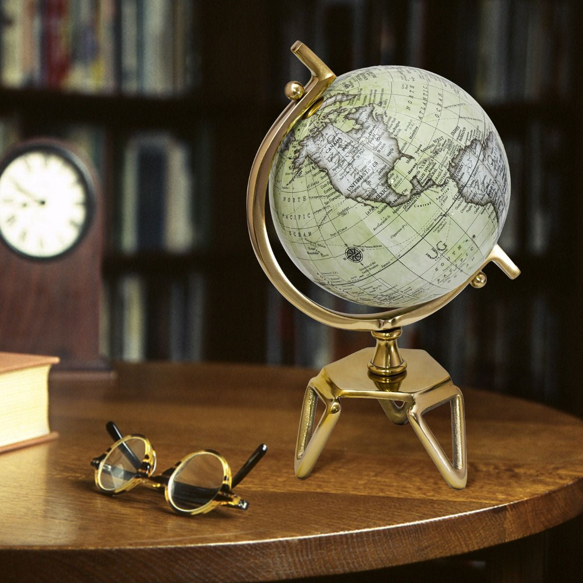 Elegant Interactive Educational Globe with Triangular Metal Stand and Realistic Meridian