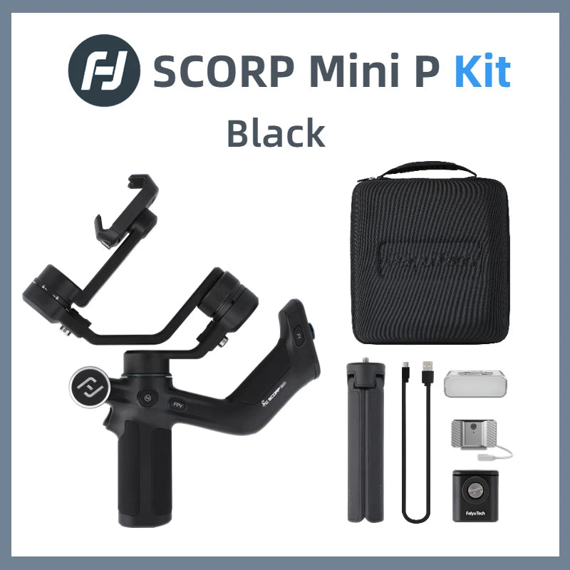 Scorp Mini-P Kit 3 Axis Smartphone Gimbal, AI Tracker, Fill Light, for Iphone 16 Pro Max and Android Stabilizer