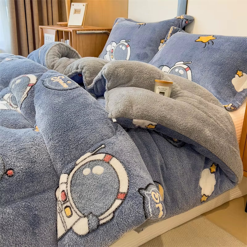 Lamb Fleece Blanket Winter Super Warm Quilt Autumn Spring Bedding Milk Fleece Comforter 5Kg Thickened Dormitory Single Double