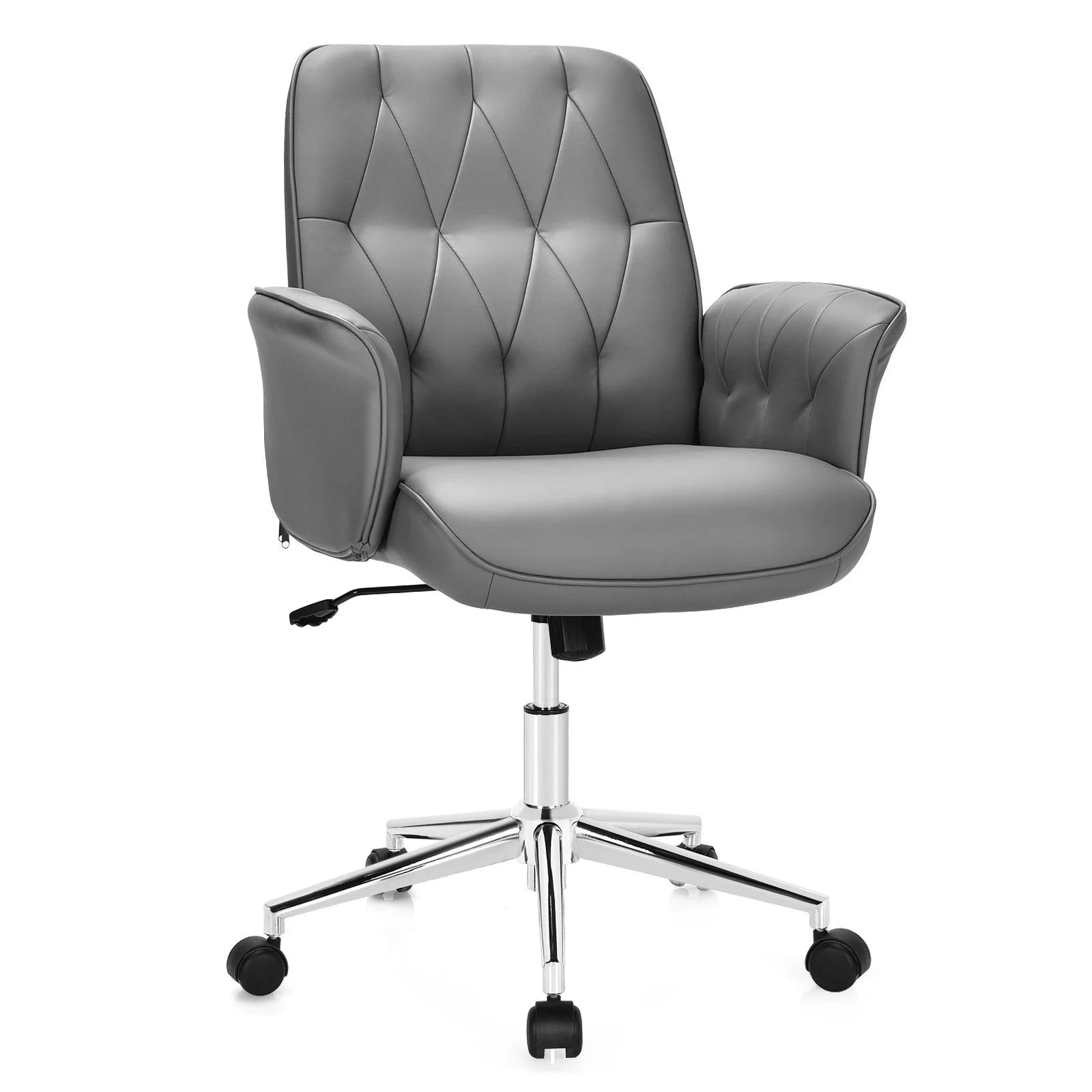 Adjustable PU Leather Executive Office Chair with Swivel and Rocking Capabilities