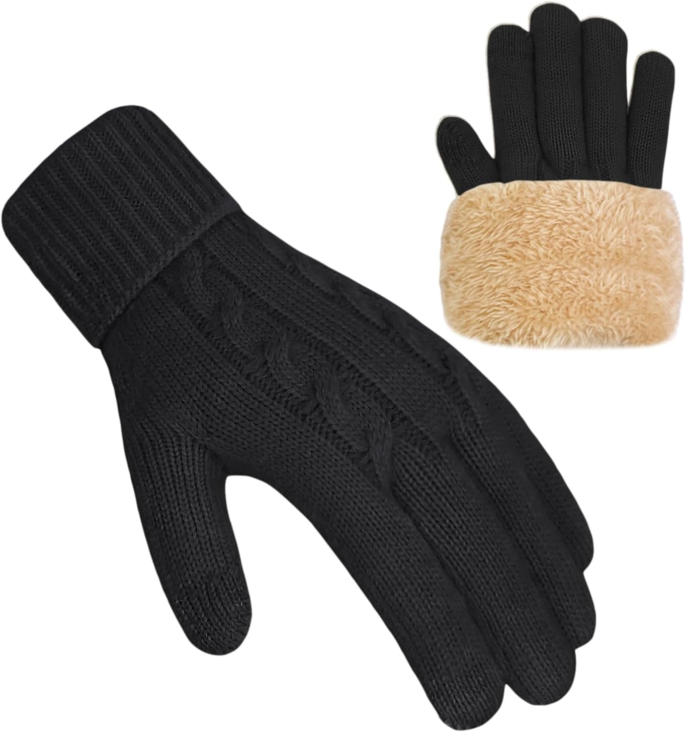 Winter Gloves for Women Ladies Wool Thermal Touch Screen Fleece Knit Stretchy Gloves for Cold Weather Gifts