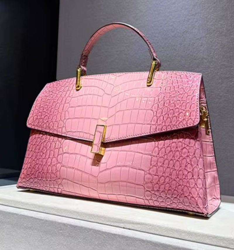 Pink Crocodile Pattern Leather Women'S Handbags Luxury Fashion Lady Shell Shoulder Crossbody Bag Top Handle Messenger Bags