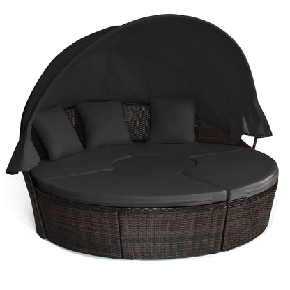 Outdoor Wicker Round Sectional Daybed for Patios and Gardens