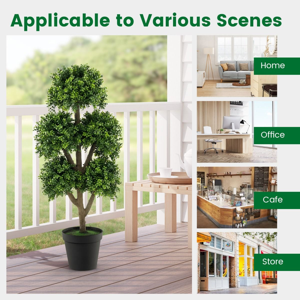 115 cm Artificial Boxwood Topiary Ball Tree for Sophisticated Home and Office Decor