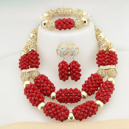 African Crystal Glass Jewelry Set - Elegant Nigerian Bridal Gift for Women - Perfect for Parties and Weddings
