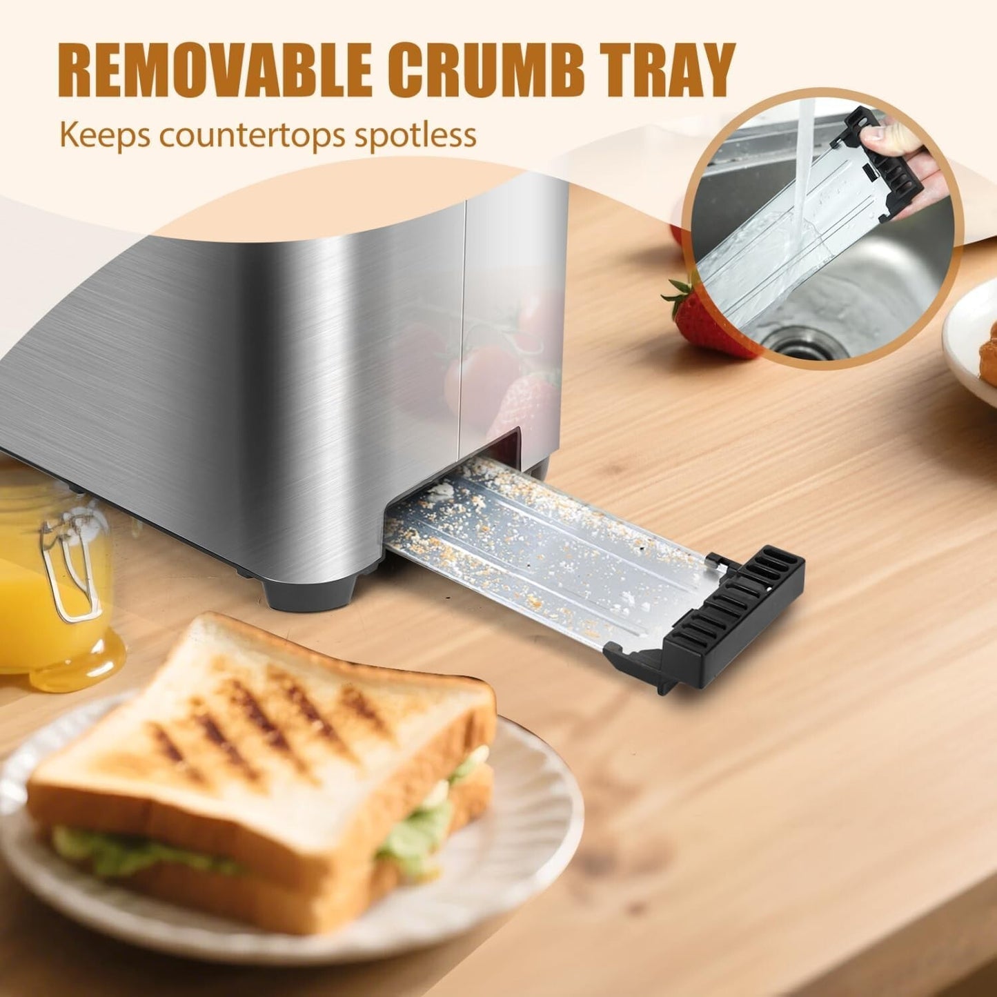 Long Slot Toaster Stainless Steel, Extra-Wide Slots, Digital Touch Control, 6 B