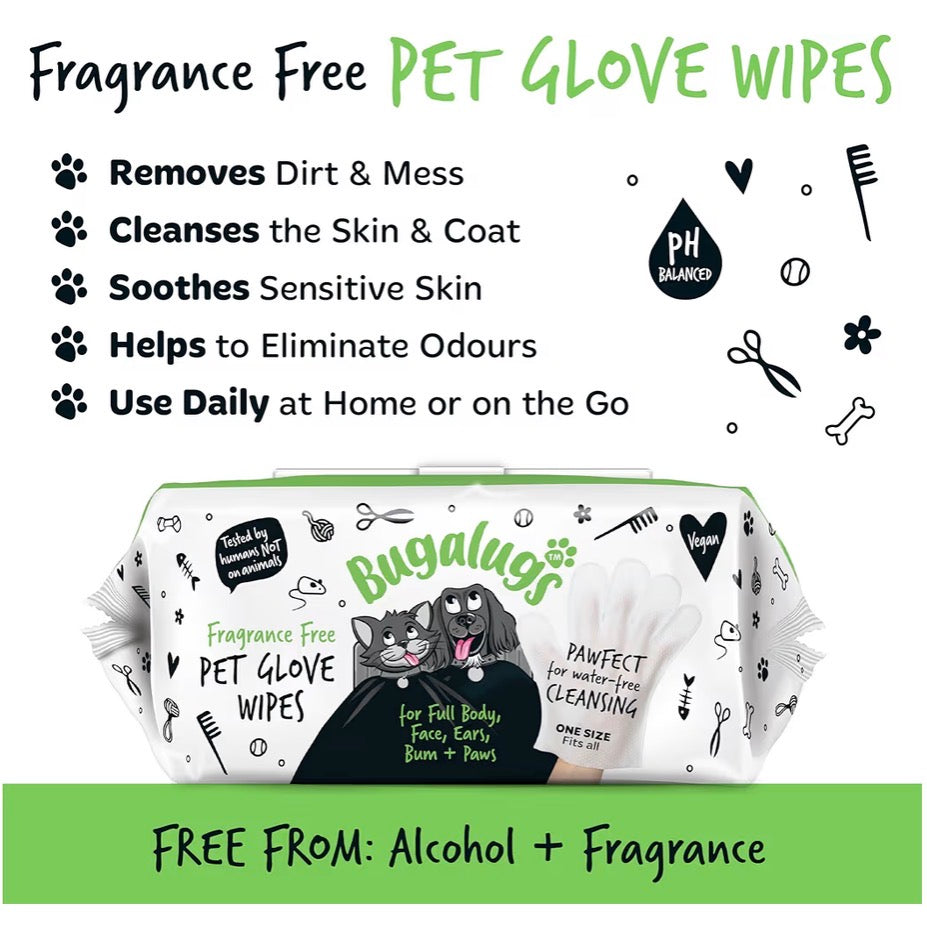 BUGALUGS Dog Grooming Glove Wipes 30 Pack