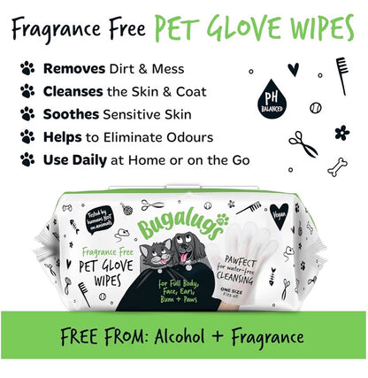 BUGALUGS Dog Grooming Glove Wipes 30 Pack