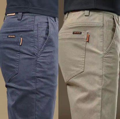 Summer Thin Cotton Men's Casual Pants Trendy Versatile Elastic Light Business Trousers Work Formal Slim Straight Pants