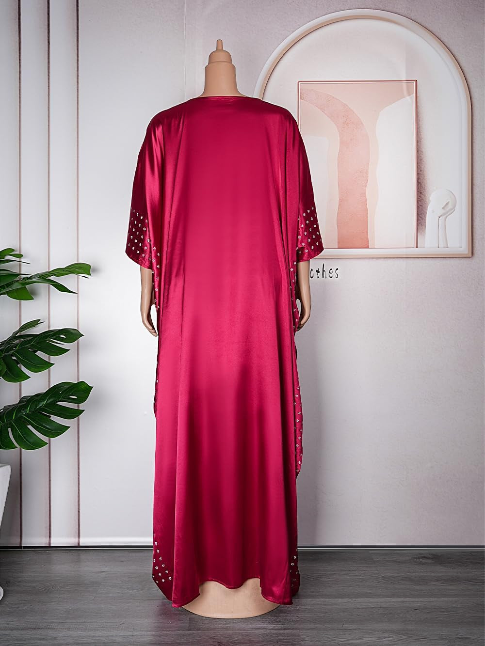 African Dresses for Women Fashion Beading Rhinestone Kaftan Maxi Dress