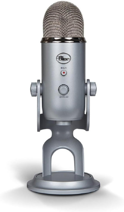 Blue Yeti USB Microphone for Recording, Streaming, Gaming, Podcasting on PC and Mac, Condenser Mic for Laptop or Computer with Blue VO!CE Effects, Adjustable Stand - Silver